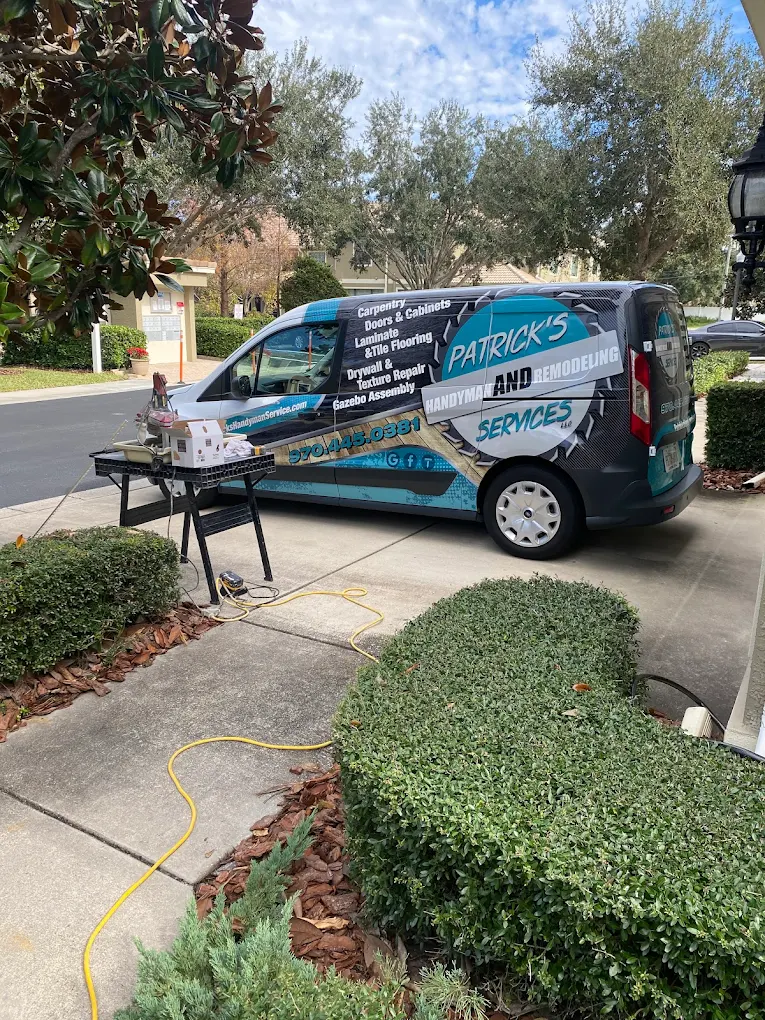 Patrick's Handyman and Remodeling work van parked at a client's home in Pinellas County